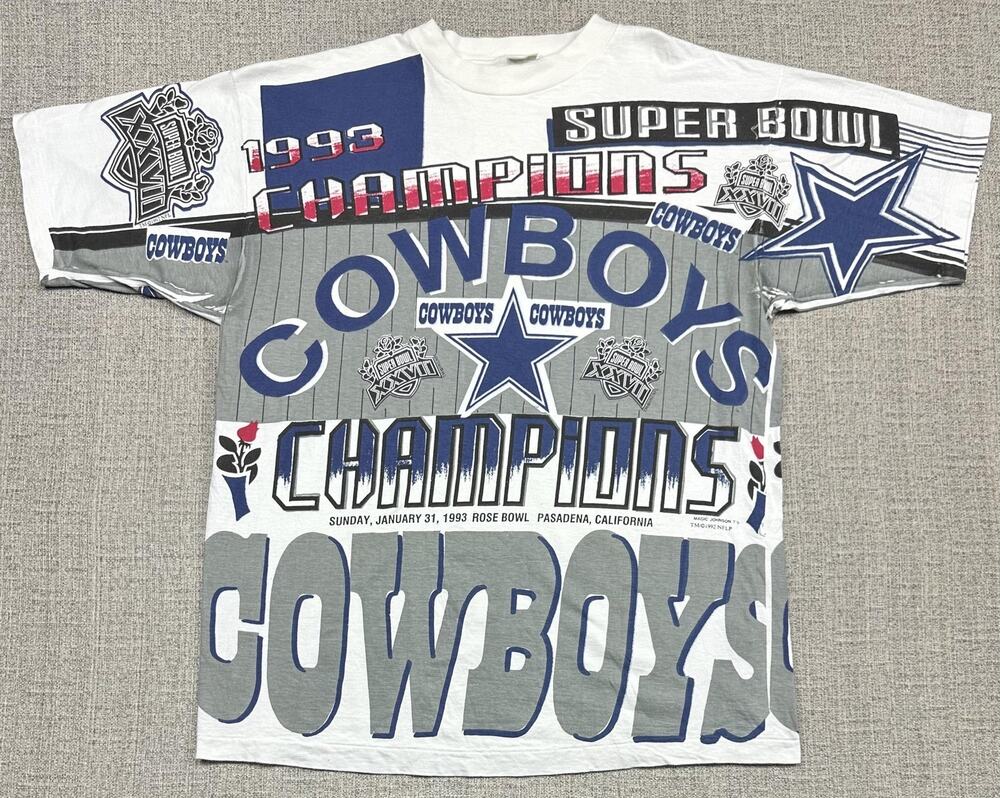 Vintage Dallas Cowboys Shirt Mens XL AOP Super Bowl XXVII Magic Johnson T's 90s